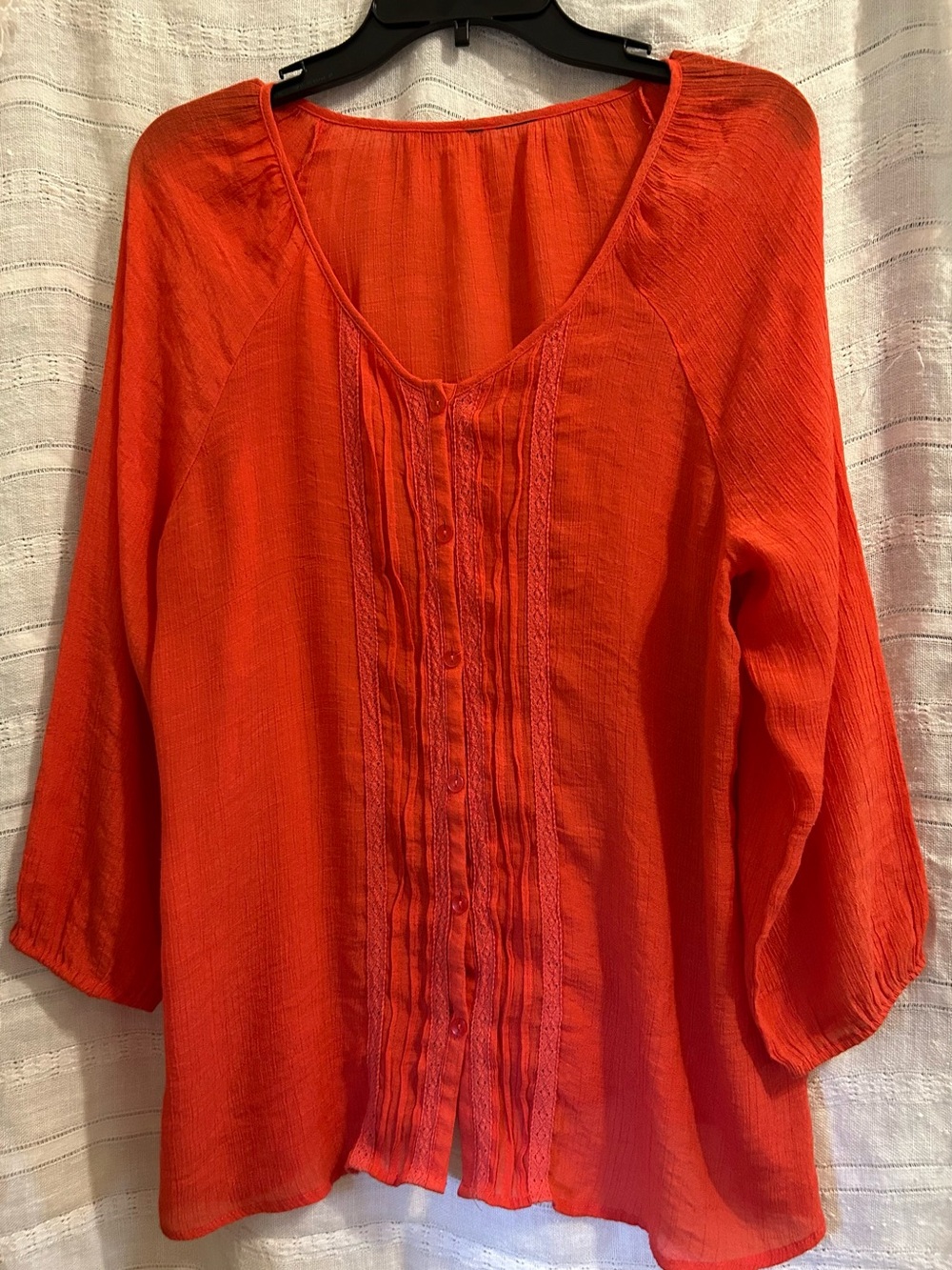 Anthropologie Women's Lightweight Button-Front Orange Blouse